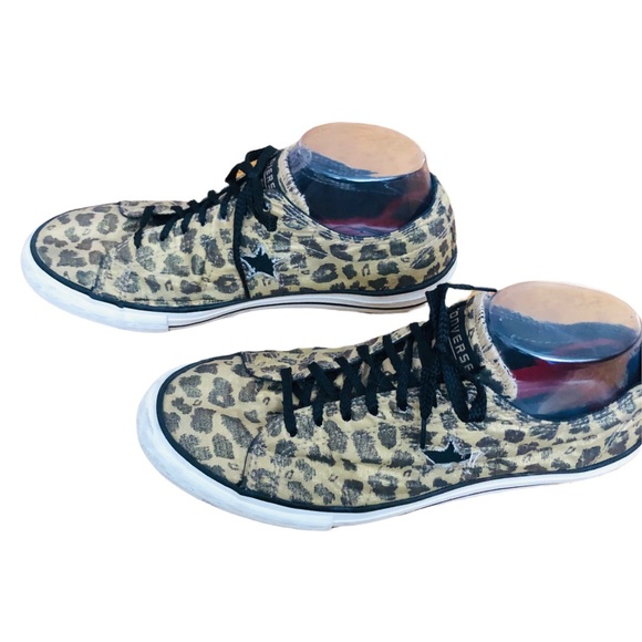 Converse One Start Cheetah Leopard Print Low Top Shoes Size 10 EUC Black & Gold - Picture 9 of 13
